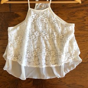 Hollister White Floral Tank